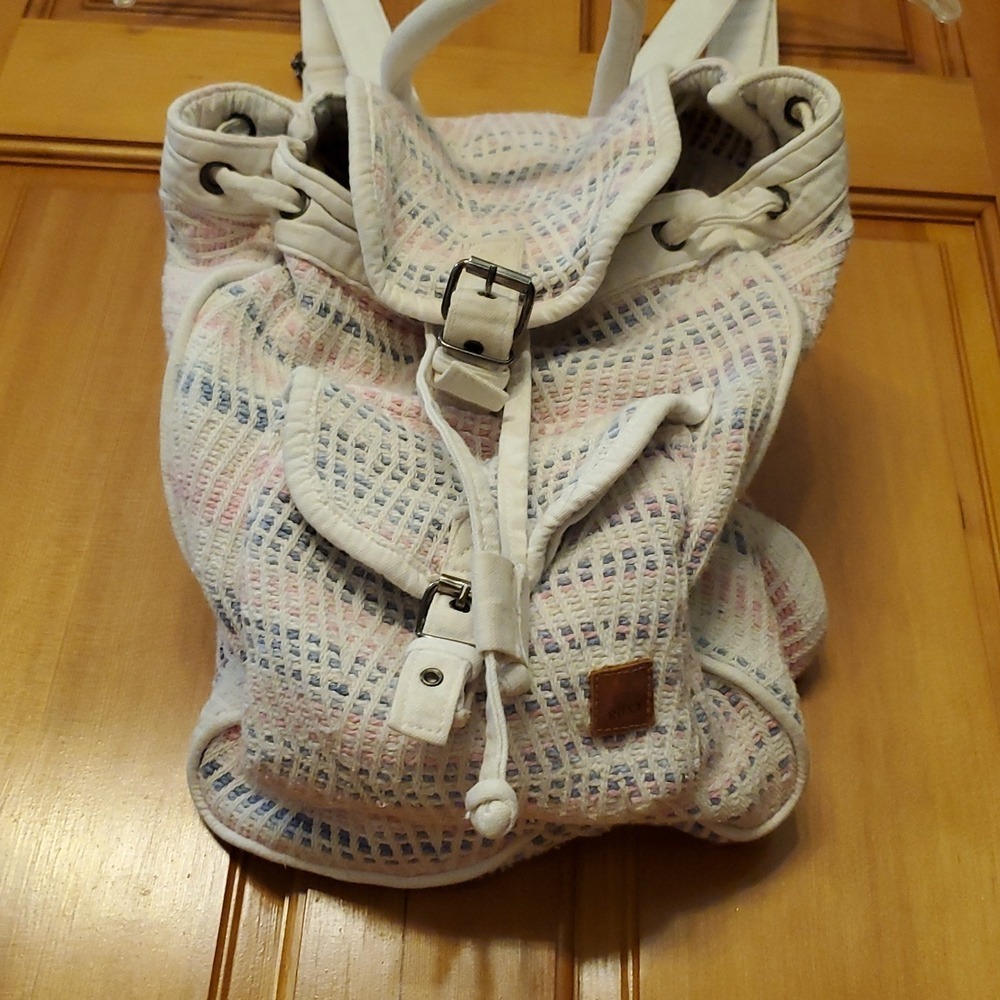 Roxy Multicolor Woven Drawstring Backpack Cream P… - image 5